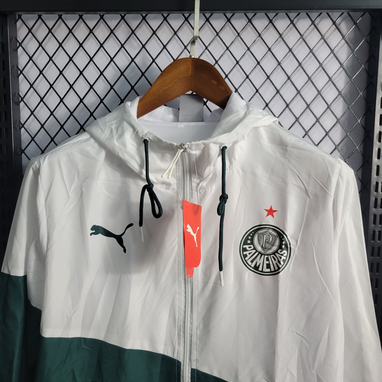 Corta-Vento Palmeiras - Branco com Verde